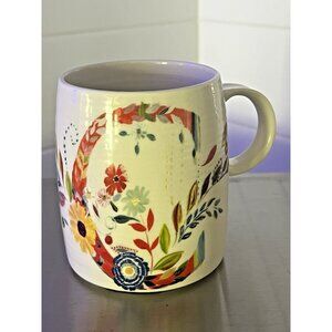 Anthropologie Starla M. Holfnam Coffee Mug Tea Cup Initial "C" Cottagecore